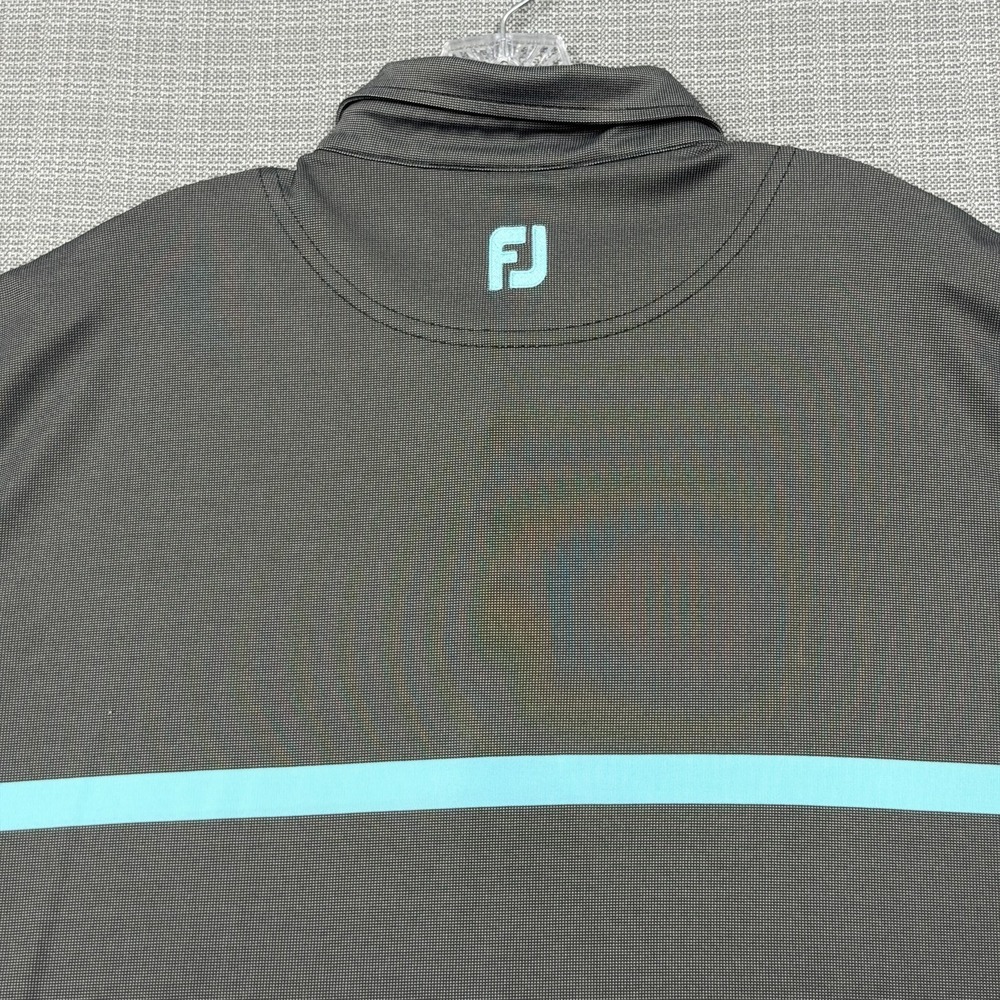 FootJoy Polo Shirt Mens 2XL Gray Blue Stripe Golf Performance Short Sleeve - Picture 8 of 9